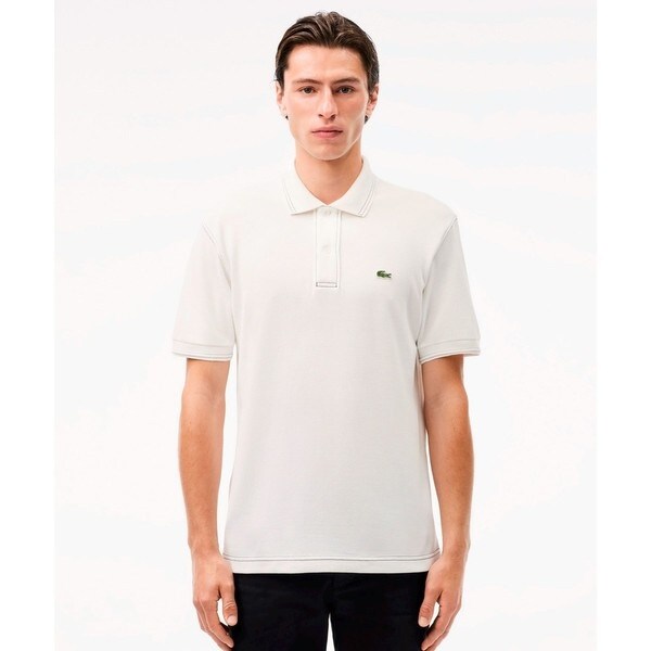LACOSTE｜ストライプリブニットカラーストレッチ鹿の子 半袖