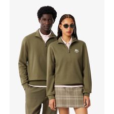 裏パイル地 ワンポイントプリントハーフジップスウェット トレーナー