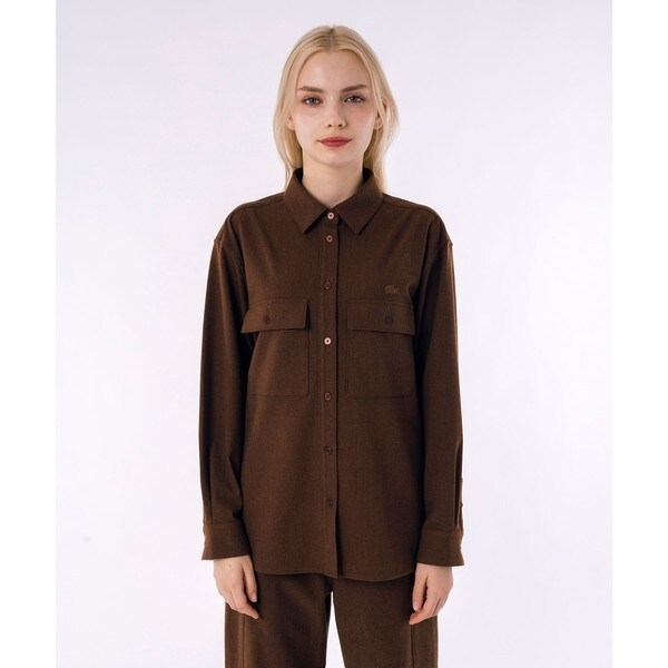 バードプリント エンブロイダー ピマコットン ロングスリーブシャツ