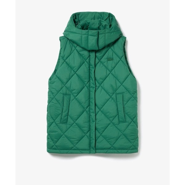 撥水 ボリュームスタンドネック キルティングベスト / 2WAY フード