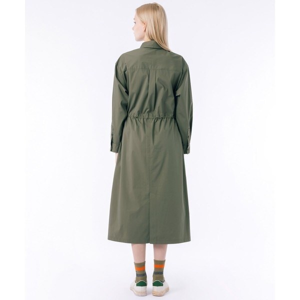 LACOSTE 撥水 ウエストドロスト ミリタリーフラップポケットシャツドレス 撥水 ウエストドロスト ミリタリーフラップポケットシャツドレス