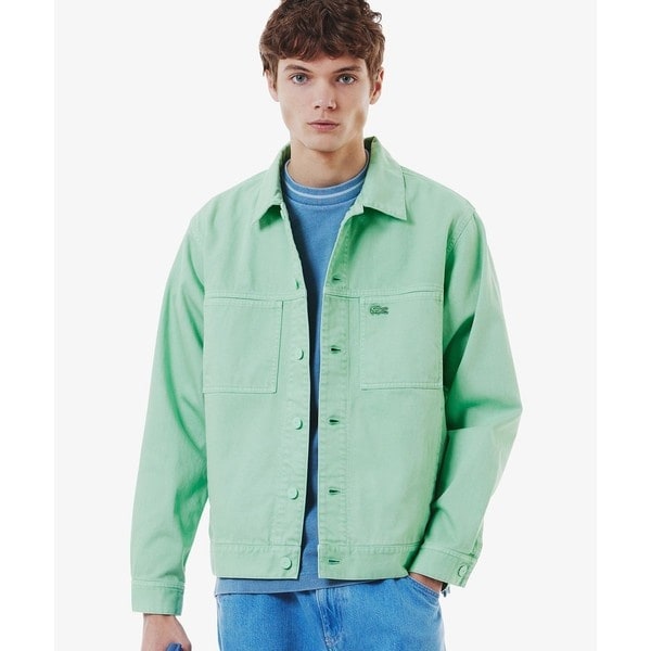 セットアップ対応】コンビネーション デニム ノーカラー ジャケット