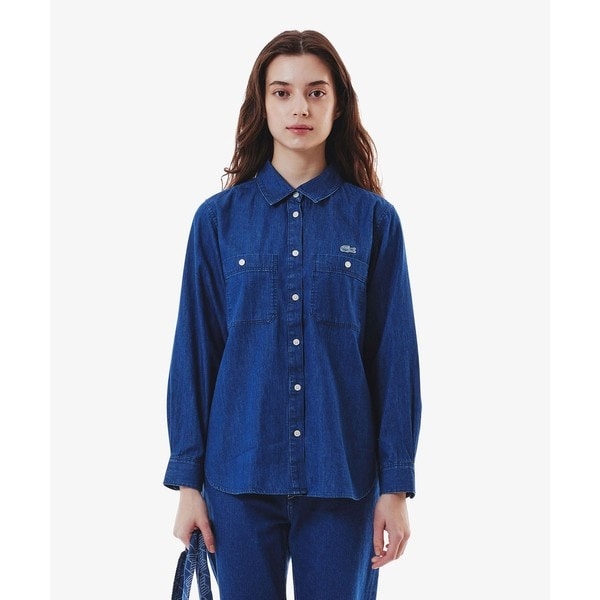 ラコステ 新品未使用 ショート&ワイドクロップドバルーンスリーブストライプシャツ LACOSTE｜ショート&ワイドクロップド バルーンスリーブ