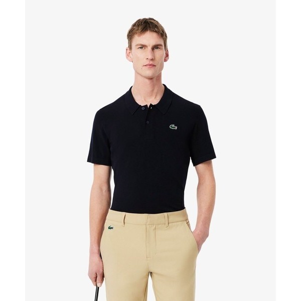 LACOSTE ラコステ ミックスストライプニットポロシャツ ネイビー ラコステ LACOSTE ミックスストライプニットポロシャツ