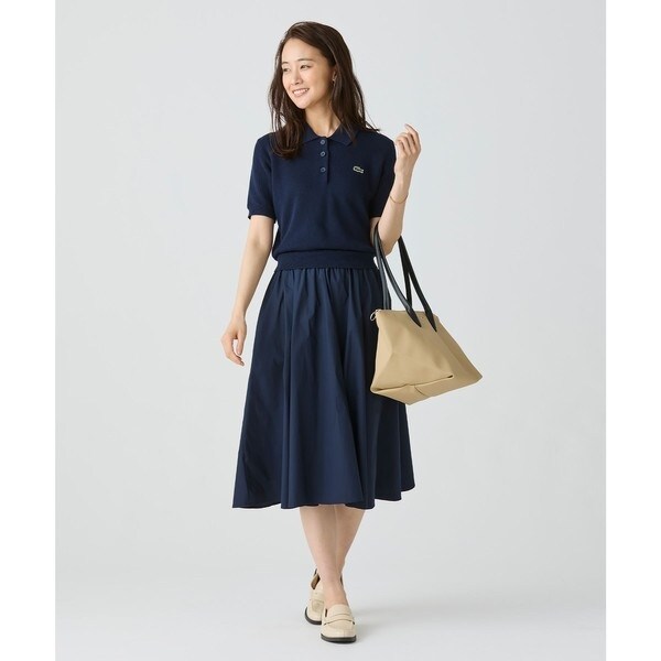極美品 ラコステ 完売品 異素材切り替え コンビネーションマテリアルポロドレス LACOSTE｜異素材切り替え コンビネーションマテリアルポロドレス