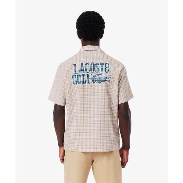 未使用級　LACOSTE ラコステ　チェック　ゴルフ　ストレッチ ラコステゴルフチェックオープンカラーシャツ | ラコステ(LACOSTE