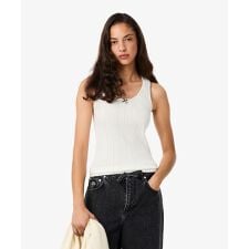 ラコステ(LACOSTE)のレース調 ポワンテルニット リボンタンクトップ