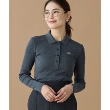 ラコステ(LACOSTE)のスリムフィット ロングスリーブリブニットポロシャツ