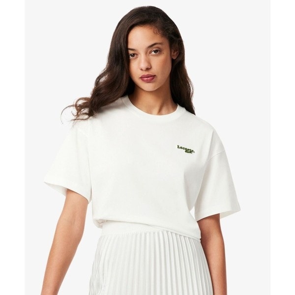 LACOSTE / ラコステ ヘビーウェイト オーバーサイズ テニスボールパッチウォッシュド半袖Tシャツ LACOSTE｜ヘビーウェイト オーバーサイズ テニスボールパッチ