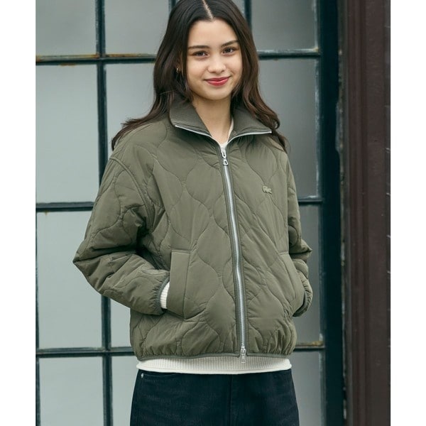 【美品】ラコステ LACOSTE ブルゾン アウター XS THERMORE中綿 ひょうたんキルティング ハイネックジップブルゾン