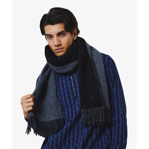 リバーシブル赤ベージュストライプマフラー リバーシブル赤ベージュストライプマフラー リバーシブル赤