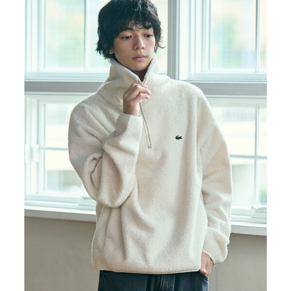 ハイネックハーフジップ オーバーサイズブークレフリースブルゾン