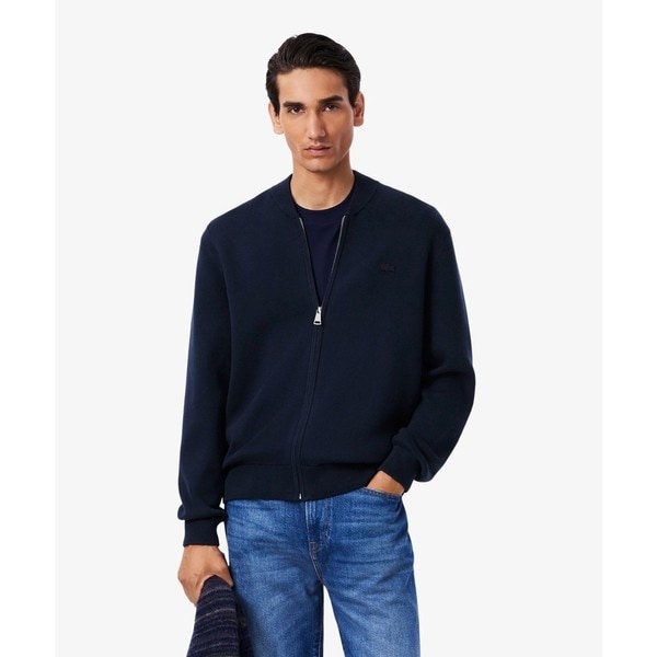 ラコステ使えるゆったりジップアップノーカラーブルゾン♪ ノーカラージップアップスウェットブルゾン | ラコステ(LACOSTE