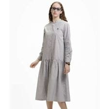 バンドカラーロングシャツドレス / ストライプシャツワンピース