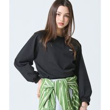 クロップド丈 バルーンスリーブ ギャザー ロングスリーブTシャツ