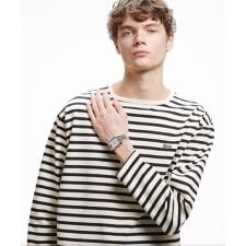 スクエアネックボーダー長袖Tシャツ