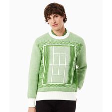 テニスコートモチーフ ジャカードニットセーター