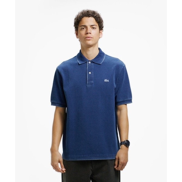 LACOSTE ラコステ ポロシャツ インディゴ デニム系 LACOSTE（ラコステ） ポロシャツ 配色リブニットインディゴポロシャツ
