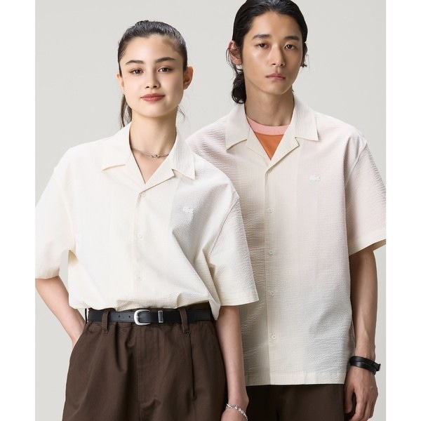 オーバーサイズ シアサッカーオープンカラーシャツ | ラコステ(LACOSTE
