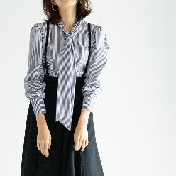ストライプボウタイ長袖シャツ | ナラカミーチェ(NARACAMICIE