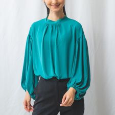 ジョーゼットドロップギャザースリーブブラウス