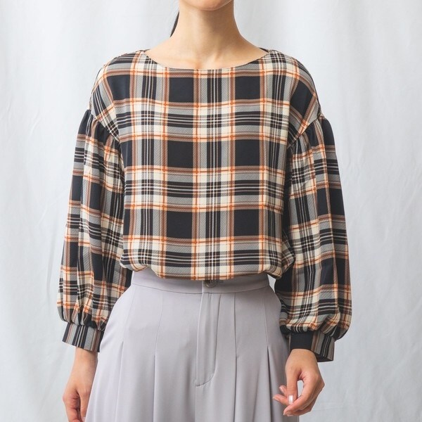 ナラカミーチェ（NARACAMICIE）/ツイルチェックドロップパフスリーブブラウス ツイルチェックドロップパフスリーブブラウス | ナラカミーチェ