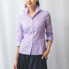 ナラカミーチェ(NARACAMICIE)のストライプスタンドカラー七分袖シャツ