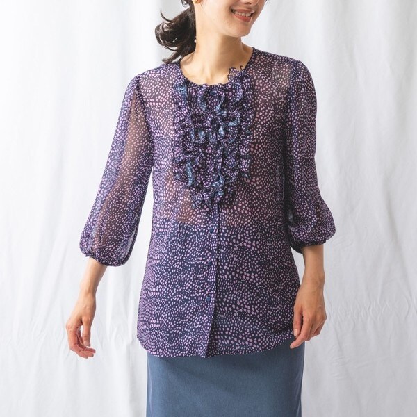 ナラカミーチェ（NARACAMICIE）/変形ドットプリントシフォンフリルブラウス 変形ドットプリントシフォンフリルブラウス | ナラカミーチェ