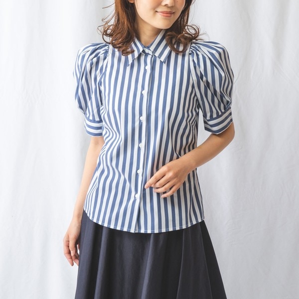 ストライプギャザースリーブシャツ | ナラカミーチェ(NARACAMICIE