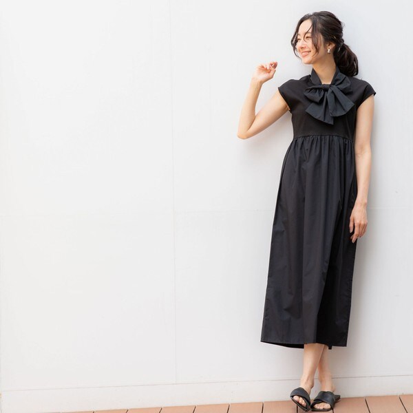 カットソーコンビ2WAYボウタイ付きワンピース | ナラカミーチェ