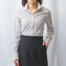 ナラカミーチェ(NARACAMICIE)のストレッチストライプスタンドカラー長袖シャツ