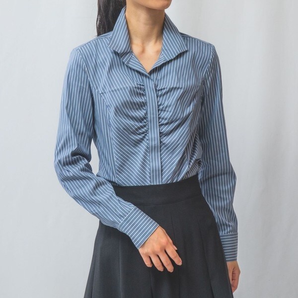 NARACAMICIE】ペンシルストライプスタンドカラーシャツ | ナラ