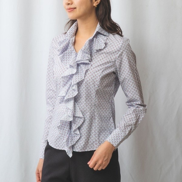 ナラカミーチェ（NARACAMICIE）/【NARACAMICIE】パターンプリント衿付きフリルシャツ NARACAMICIE】パターンプリント衿付きフリルシャツ | ナラカミーチェ