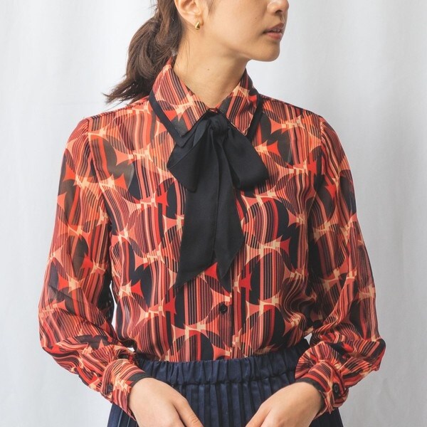 ナラカミーチェ（NARACAMICIE）/【NARACAMICIE】オーバーラップドット配色ボウタイ付きブラウス NARACAMICIE】オーバーラップドット配色ボウタイ付きブラウス | ナラ