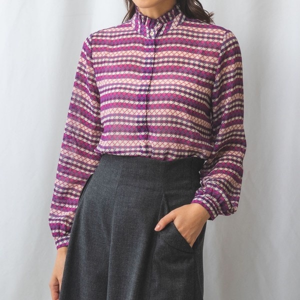 【NARACAMICIE】スノークリスタルタック衿ブラウス NARACAMICIE】スノークリスタルタック衿ブラウス(1(M)9号 ブルー