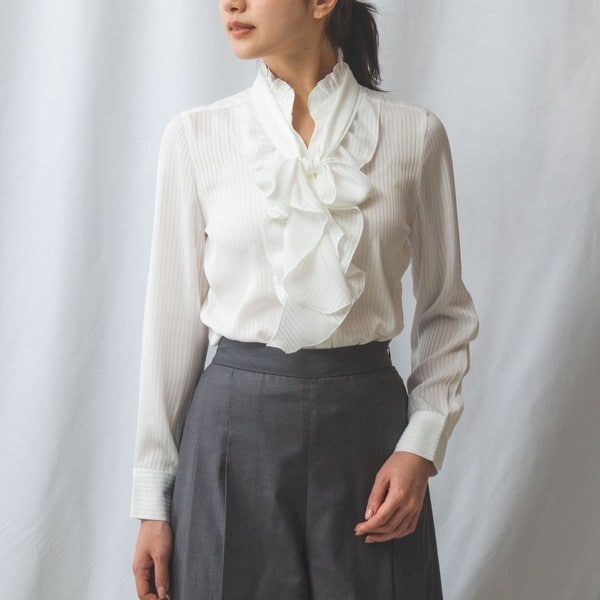 NARACAMICIE】シャドウストライプフリルボウタイ | ナラカミーチェ