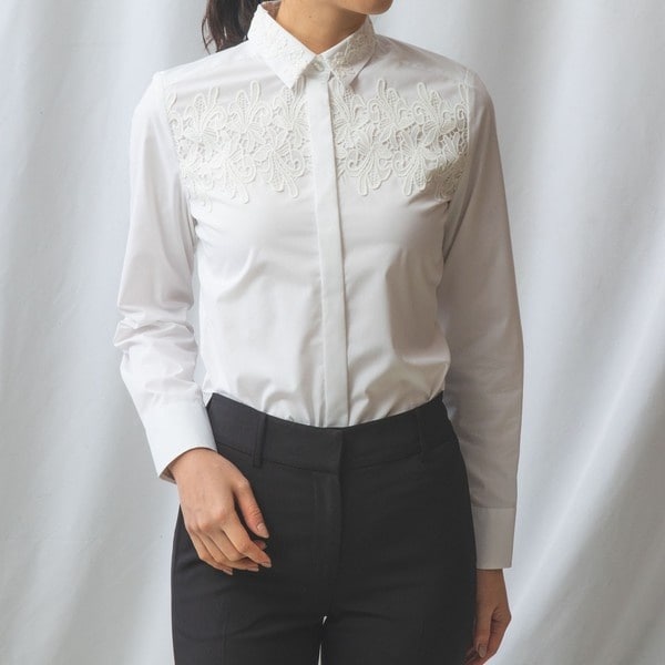 NARACAMICIE レース　ワイシャツ　シャツ NARACAMICIE】レースシャツカラー長袖シャツ | ナラカミーチェ