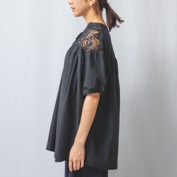 NARACAMICIE】NERO バンドカラーレースチュニック | ナラカミーチェ