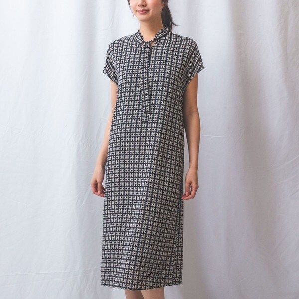 【極美品24640円】ナラカミーチェ♦️幾何プリントリボンタイフィットワンピース ce016-47800-01b.jpg