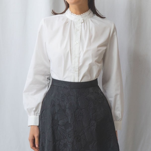 ナラカミーチェ（NARACAMICIE）/【NARACAMICIE】ツイルピコレースカラー長袖シャツ NARACAMICIE】ツイルピコレースカラー長袖シャツ | ナラカミーチェ