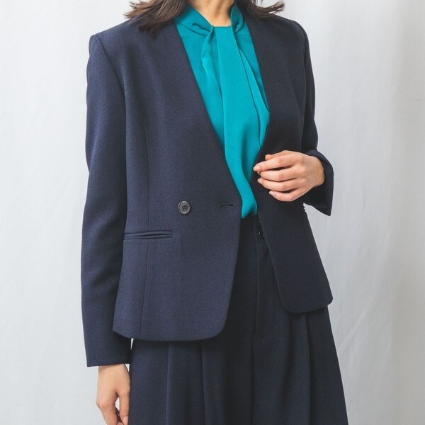 NARACAMICIE】【セットアップスーツ対応】ダブルブレストノーカラー