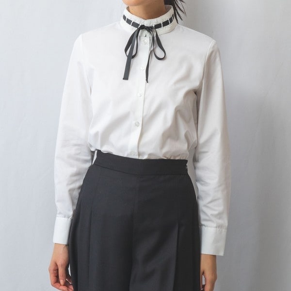 ナラカミーチェ（NARACAMICIE）/【NARACAMICIE】ツイルレースカラー長袖シャツ NARACAMICIE】ツイルレースカラー長袖シャツ | ナラカミーチェ