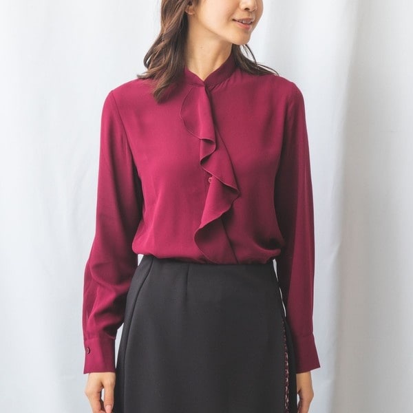 NARACAMICIE】ジョーゼットアシメフリル長袖ブラウス | ナラカミーチェ