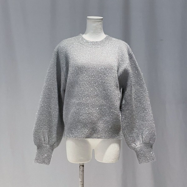 【Selected by See she me】フィルムラメクルーネックニット Selected by See she me】フィルムラメクルーネックニット
