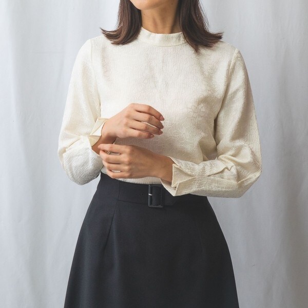 NARACAMICIE】サテンストライプボウタイ長袖ブラウス | ナラカミーチェ