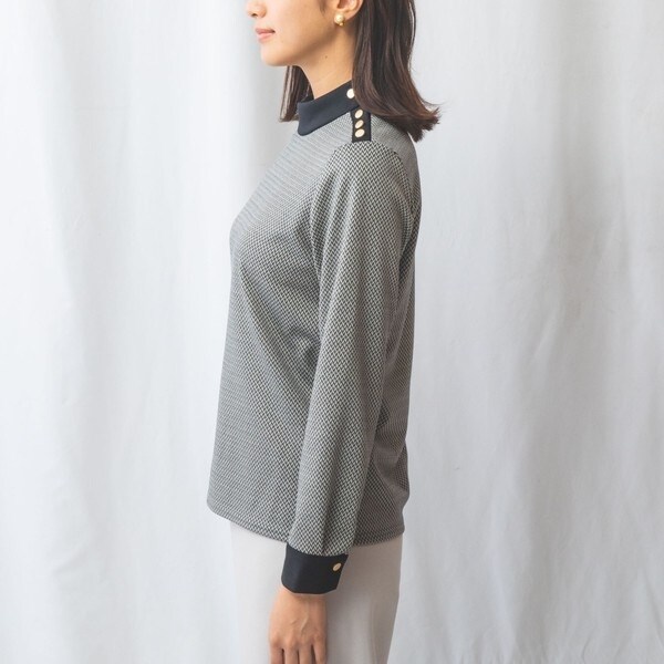 tシャツ 「NARACAMICIE」ヘリンボーン配色ハイネック長袖カットソー レディース NARACAMICIE tシャツ 「NARACAMICIE」ヘリンボーン配色