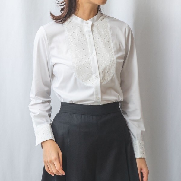 NARACAMICIE】ジョーゼットアシンメトリ―ボウタイ長袖ブラウス