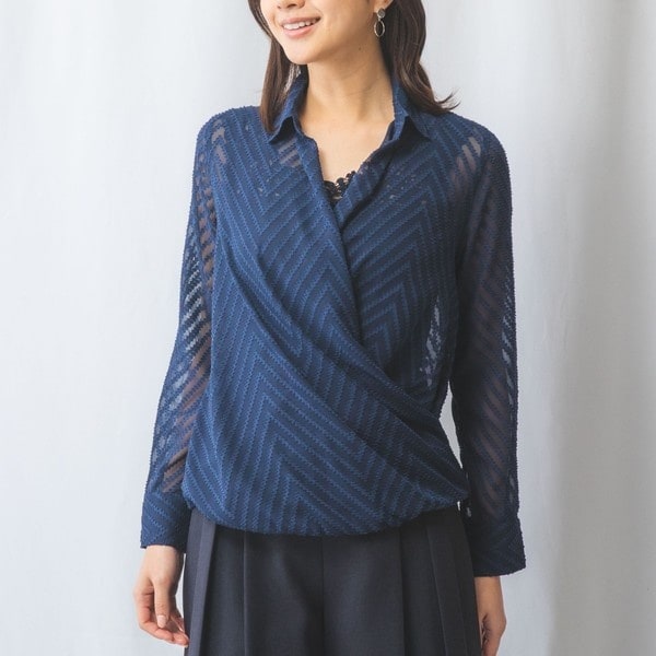 NARACAMICIE】ジョーゼットアシメフリル長袖ブラウス | ナラカミーチェ