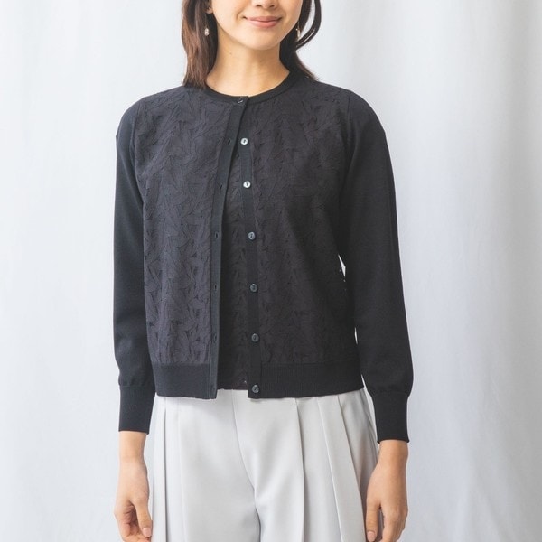 ナラカミーチェ NARA CAMICIE ラメリブアイレットカーディガン 30-11-11-905 長袖 ネイビー 紺 1 レディース アイレットリブラメカーディガン | ナラカミーチェ(NARACAMICIE