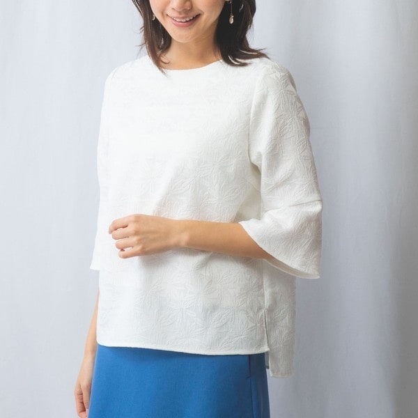 ナラカミーチェ（NARACAMICIE）/【NARACAMICIE】フラワージャガード六分袖ブラウス NARACAMICIE】フラワージャガード六分袖ブラウス | ナラカミーチェ